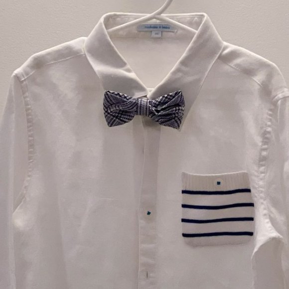 Nicolas & Bears Classics White Cotton Shirt with Bow Tie - Picture 2 of 3